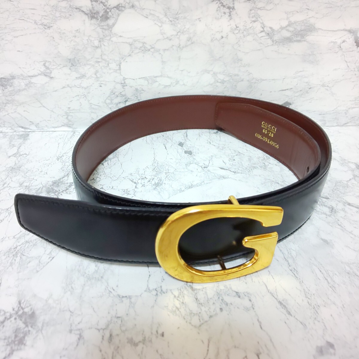 極美品】GUCCI グッチ Gロゴバックル レザーベルト ゴールド金具 極美品】GUCCI グッチ Gロゴバックル レザーベルト ゴールド金具