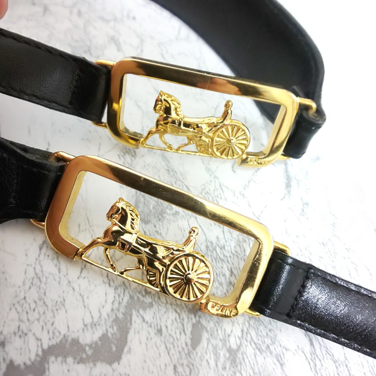 極希少/美品】CELINE セリーヌ ヴィンテージ 2連馬車バックル 極希少/美品】CELINE セリーヌ ヴィンテージ 2連馬車バックル