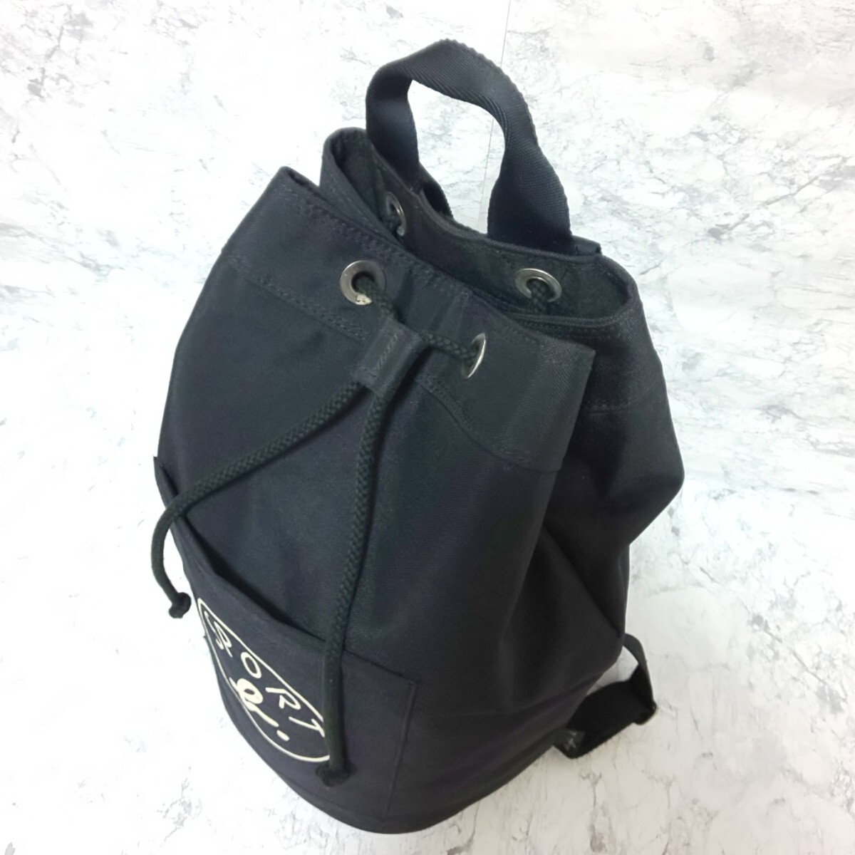 美品✨大容量 アニエスベー リュック バックパック キャンバス 黒 巾着 極美品/希少】agnes b SPORT アニエスベースポーツ 巾着リュック