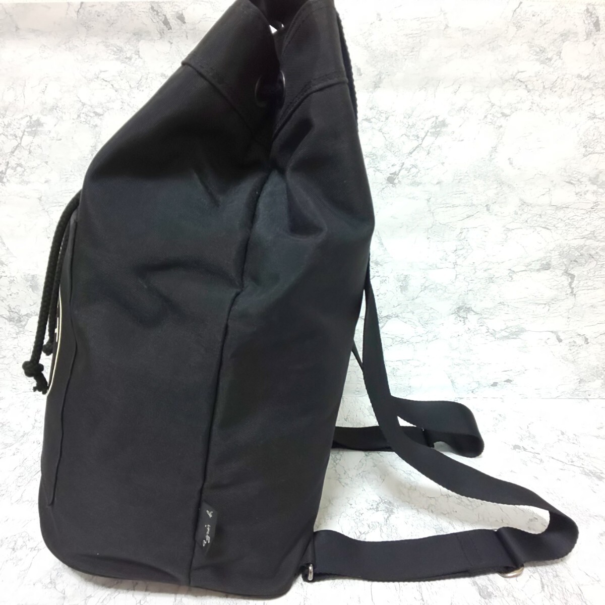 美品✨大容量 アニエスベー リュック バックパック キャンバス 黒 巾着 極美品/希少】agnes b SPORT アニエスベースポーツ 巾着リュック