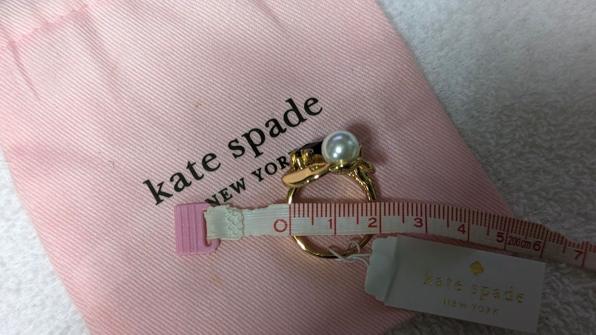 【kate spade】ゴールドトーン&キュービックジルコニア ケイト・スペード シースター クラブ リング パール US8 カニ