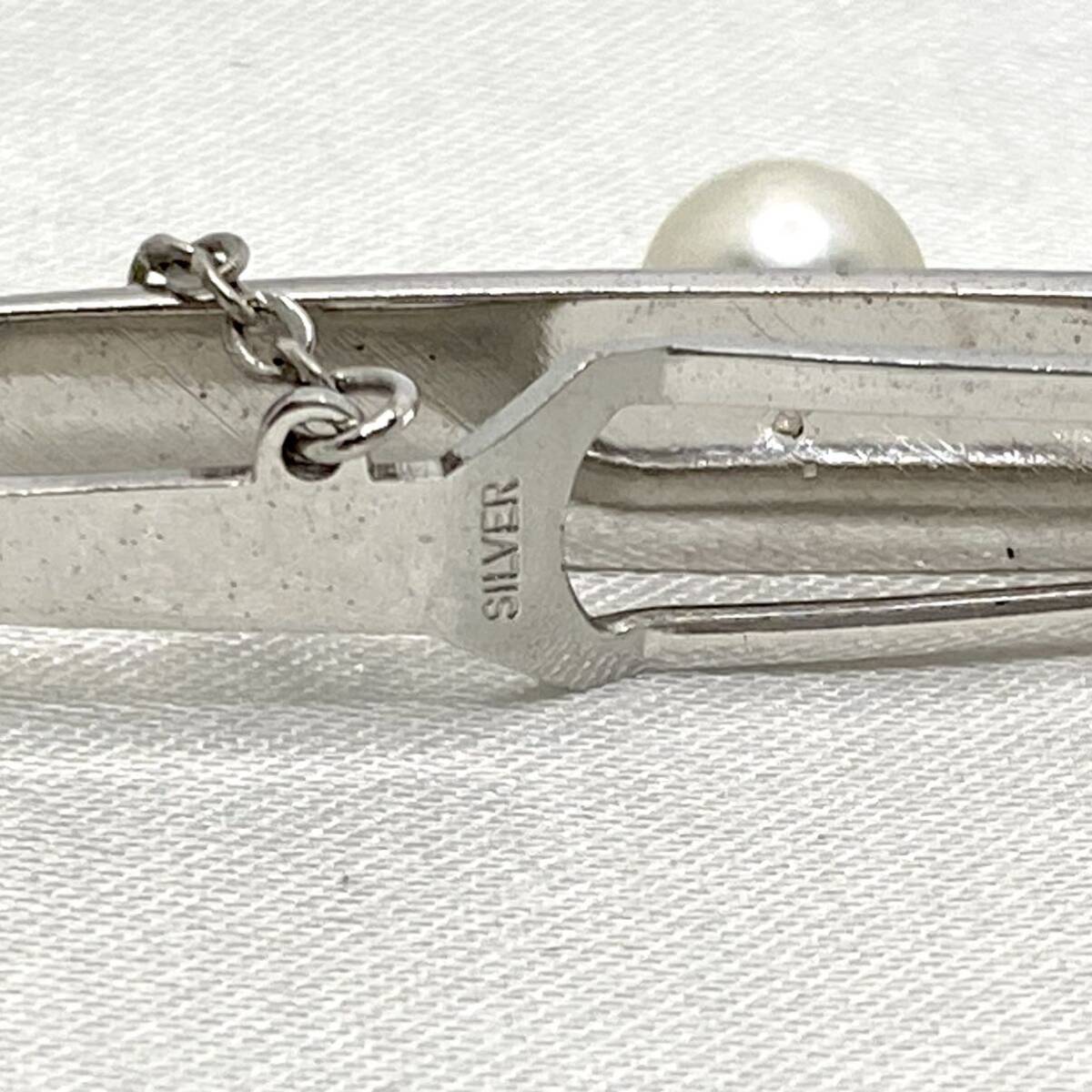 SILVER 刻印 一粒 パール 本真珠 ネクタイピン シルバー メンズ SILVER 刻印 一粒 パール 本真珠 ネクタイピン シルバー メンズ