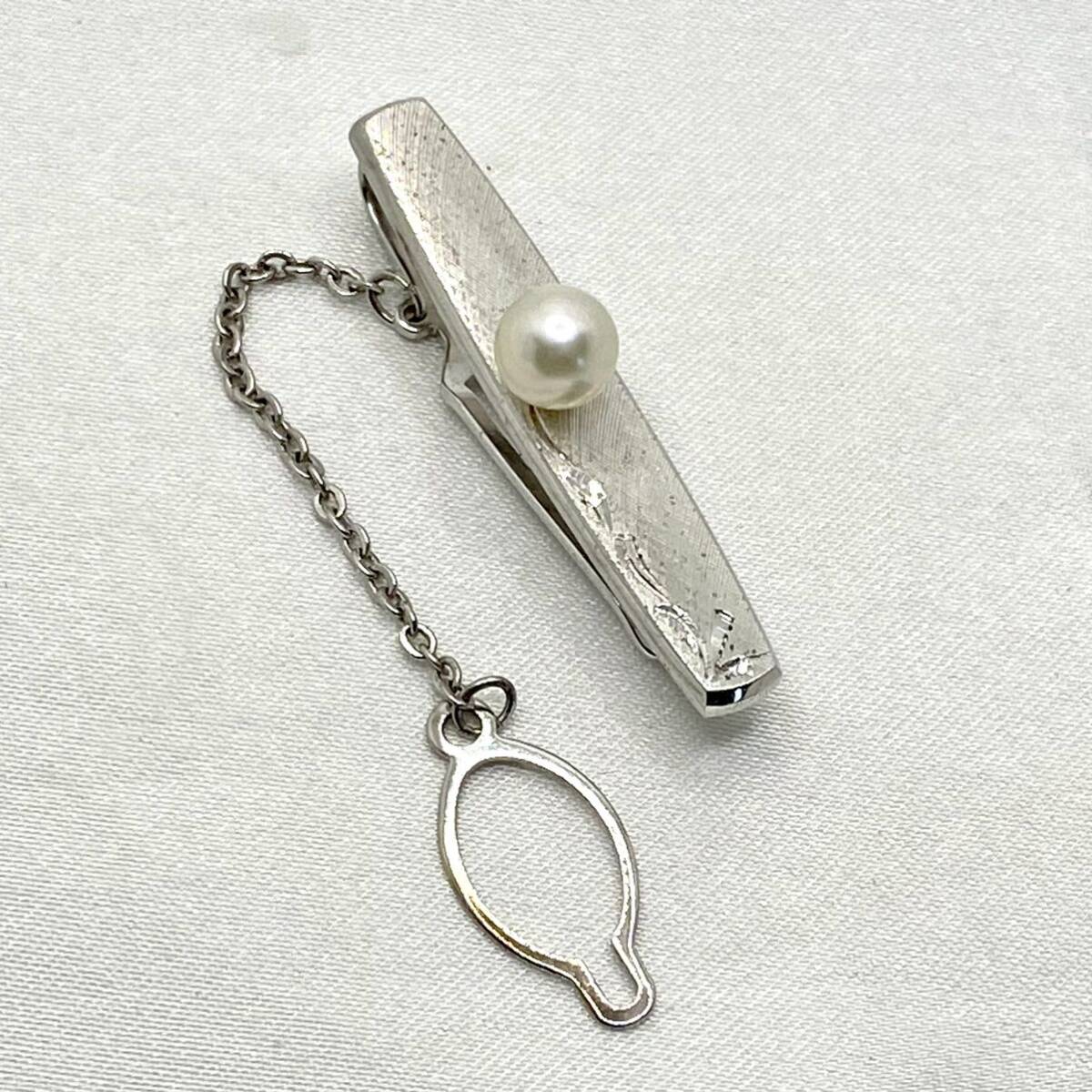 SILVER 刻印 一粒 パール 本真珠 ネクタイピン シルバー メンズ SILVER 刻印 一粒 パール 本真珠 ネクタイピン シルバー メンズ