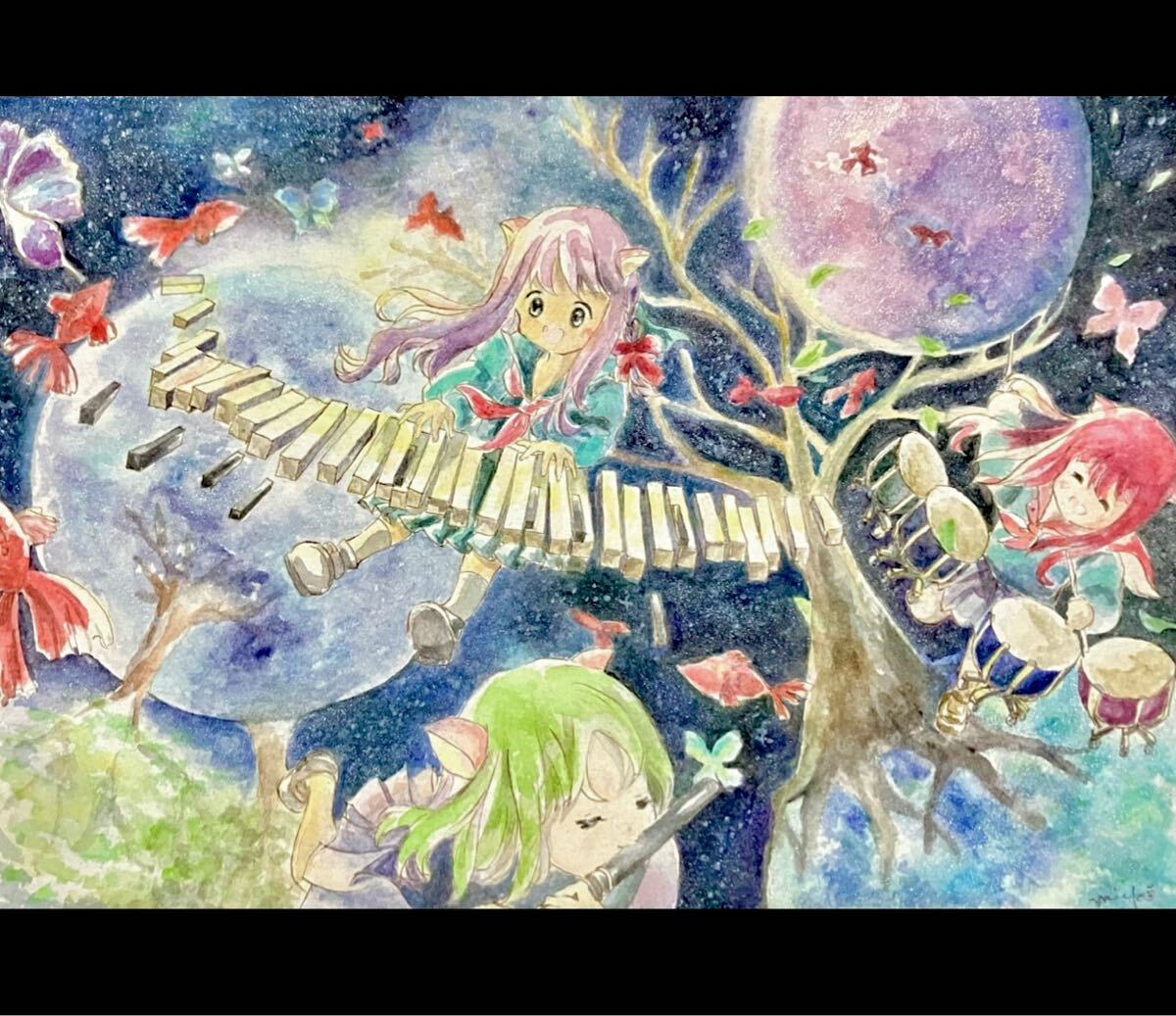 手描きイラスト 水彩画 原画 水の女の子 ハンドメイド・手芸 手描きイラスト 水彩画 原画 水の女の子 ハンドメイド・手芸