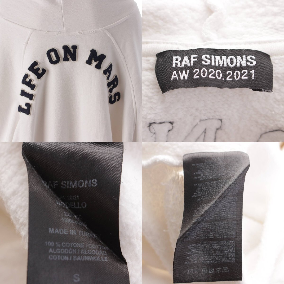[ Raf Simons ]RAF SIMONS 20AW большой размер f-ti Parker повреждение обработка Logo белый S [ б/у ][ стандартный товар гарантия ]207593
