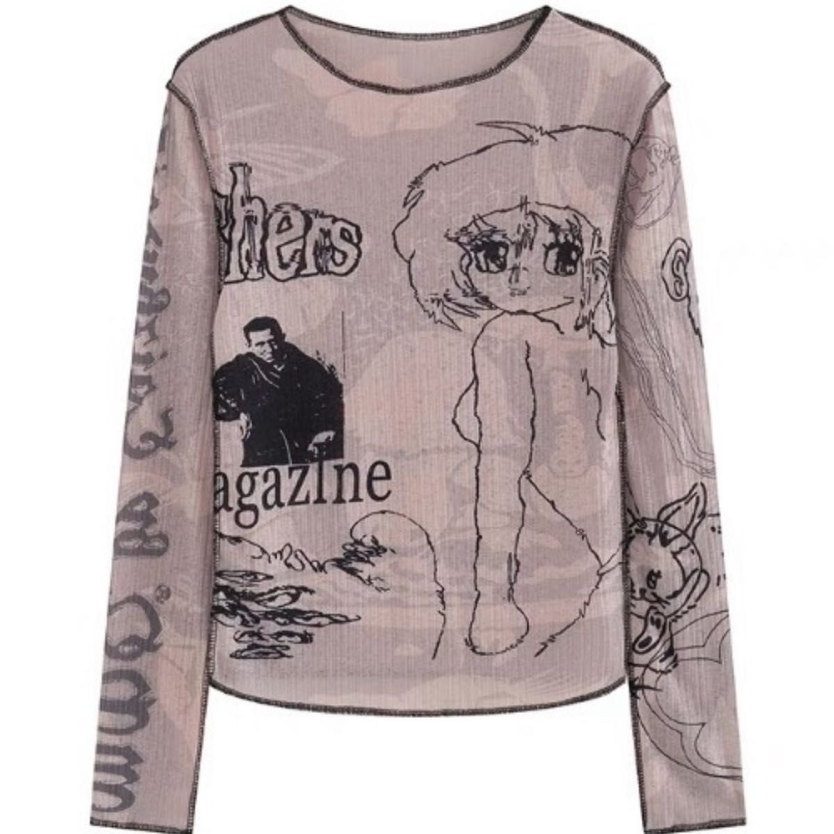 y2k プリントtシャツ グランジ 原宿 tシャツ 漫画プリント カットソー 韓国 トップス フェアリーグランジ パンク 00s y2k プリントtシャツ グランジ 原宿 tシャツ 漫画プリント カットソー 韓国 トップス フェアリーグランジ パンク 00s