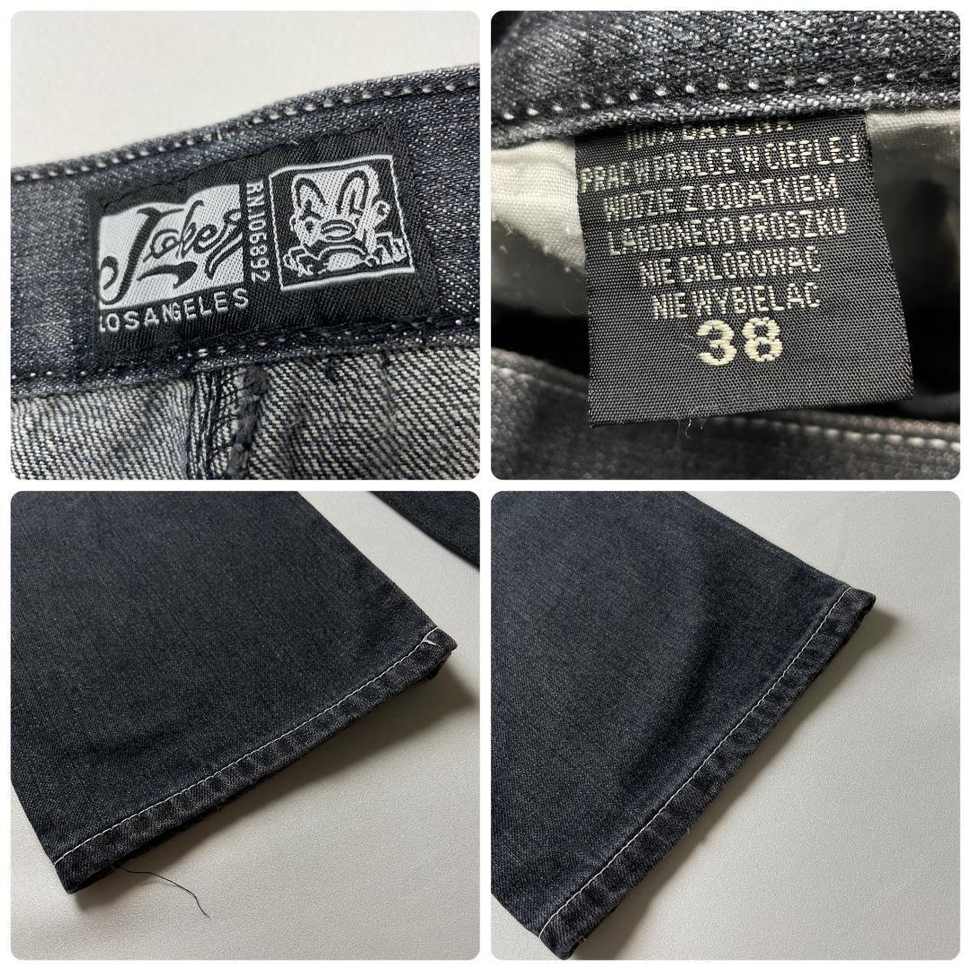 JOKER ジョーカー ブラックデニム ジーンズ 刺繍 黒 ストリート JOKER ジョーカー ブラックデニム ジーンズ 刺繍 黒 ストリート