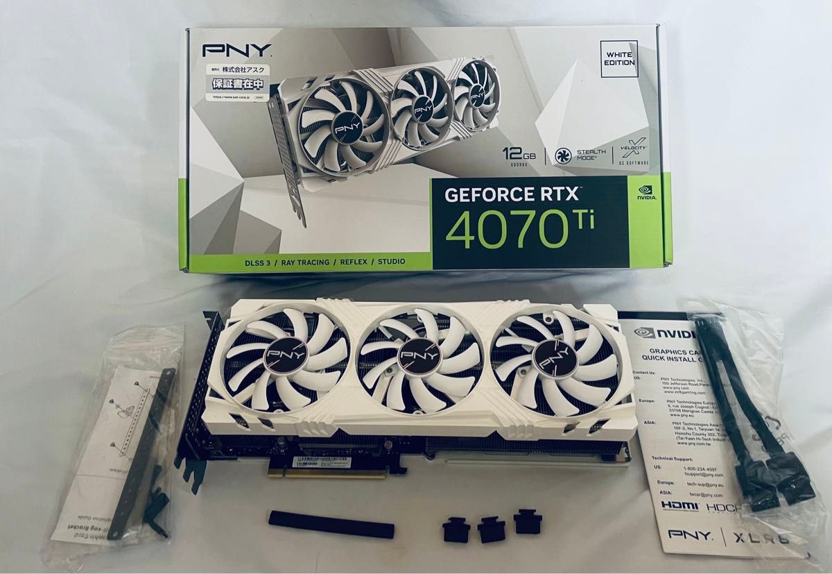 PNY GeForce RTX 4070 Ti 12GB VERTO LED トリフルファン (White PNY GeForce RTX 4070 Ti 12GB VERTO LED トリフルファン (White
