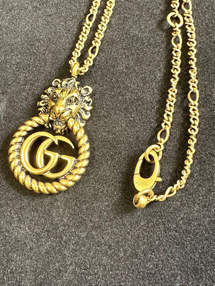 GUCCI グッチ ダブルG ライオンヘッド ネックレス ゴールド GG GUCCI グッチ ダブルG ライオンヘッド ネックレス ゴールド GG