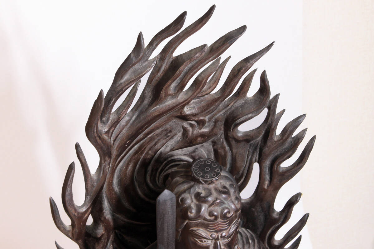 本物保証般若純一郎 作「 不動明王立像 」 ブロンズ高98㎝重27.5㎏