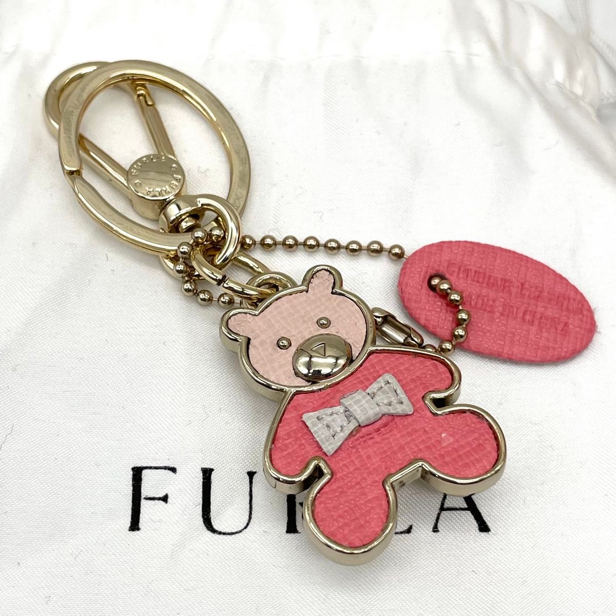 【最短翌日着・関税送料込】 FURLA チャーム キーホルダー ベア FURLA フルラ くま ベアー キーリング キーホルダー ピンク