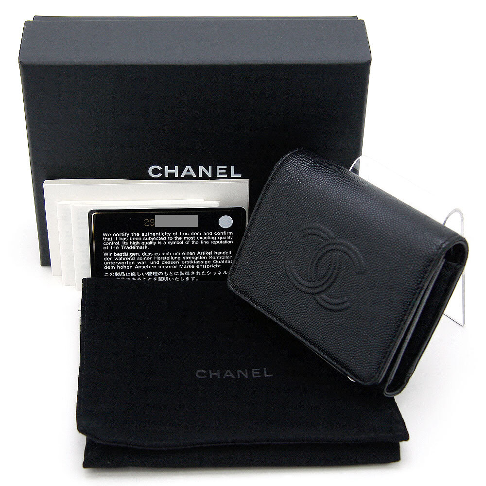 中古良品 シャネル CHANEL 三つ折り財布 ウォレット キャビア 中古良品 シャネル CHANEL 三つ折り財布 ウォレット キャビア