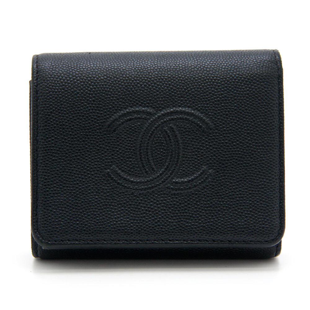 中古良品 シャネル CHANEL 三つ折り財布 ウォレット キャビア 中古良品 シャネル CHANEL 三つ折り財布 ウォレット キャビア