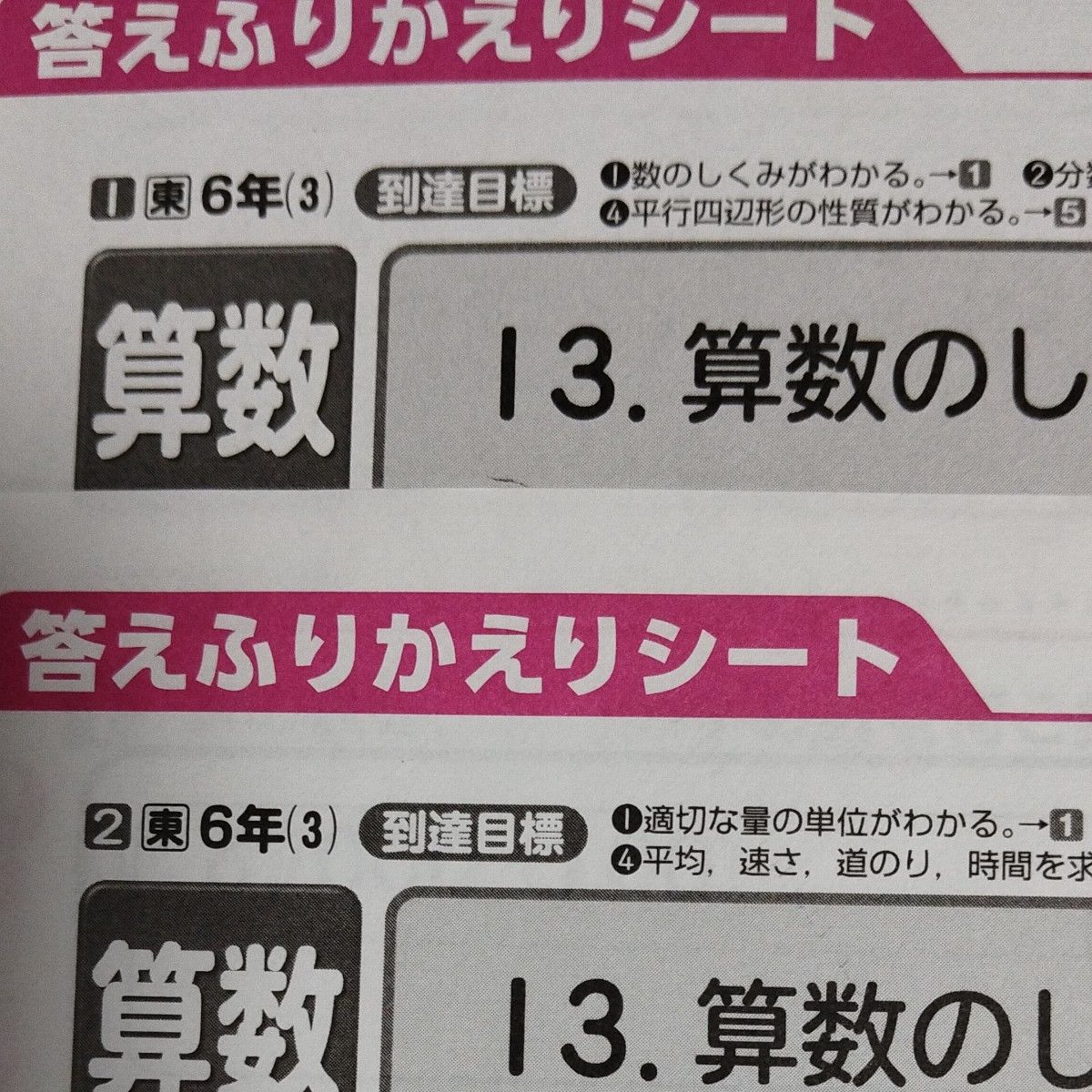 6年生カラーテスト算数 東京書籍 日本標準 答えたしかめシート 6年生カラーテスト算数 東京書籍 日本標準 答えたしかめシート