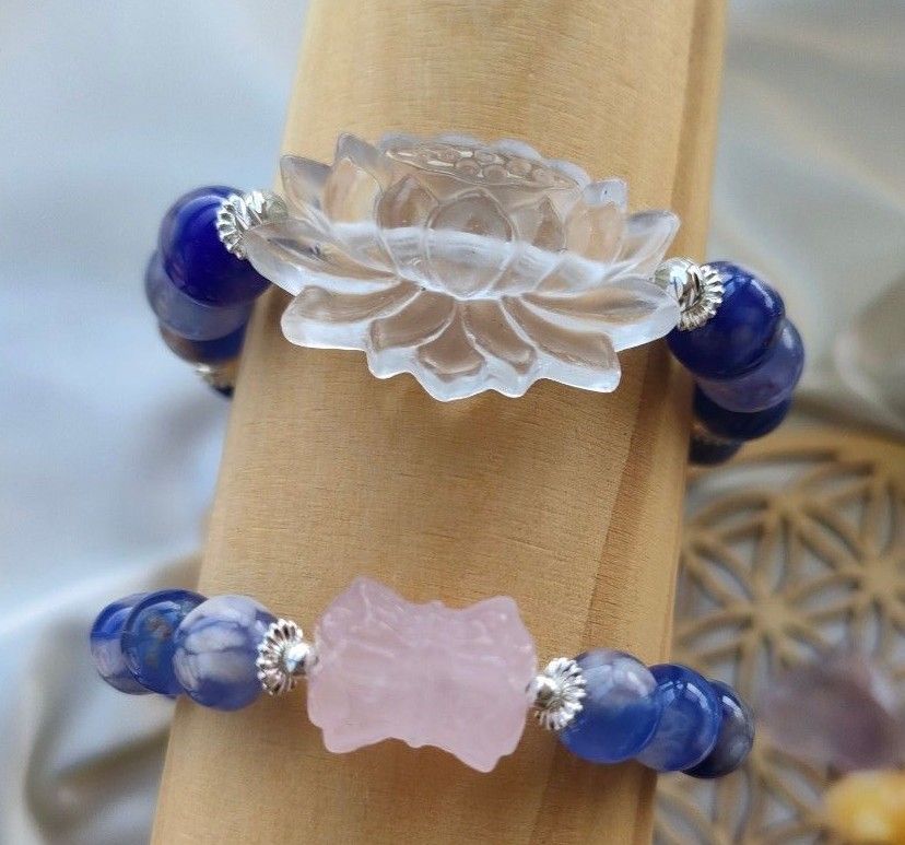 ブルー桜瑪瑙 水晶蓮ブレスレット 内径17cm 内径変更可能|Yahoo ブルー桜瑪瑙 水晶蓮ブレスレット 内径17cm 内径変更可能|Yahoo