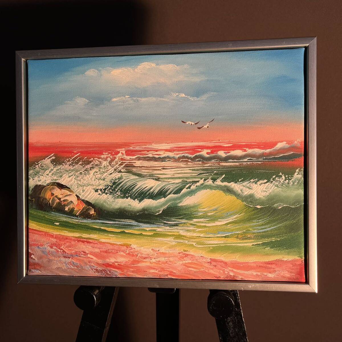 手書き油絵 荒海 額付 絵画 インテリア 油彩画|Yahoo!フリマ 手書き油絵 荒海 額付 絵画 インテリア 油彩画|Yahoo!フリマ