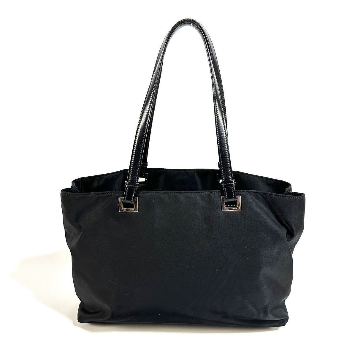 美品】PRADA プラダ レザー ナイロン トートバッグ ブラック 美品】PRADA プラダ レザー ナイロン トートバッグ ブラック
