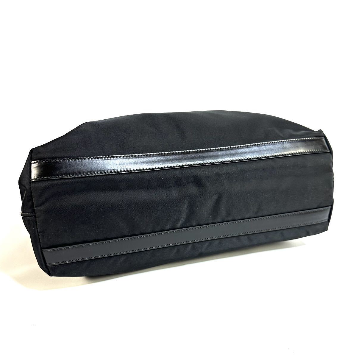 美品】PRADA プラダ レザー ナイロン トートバッグ ブラック 美品】PRADA プラダ レザー ナイロン トートバッグ ブラック