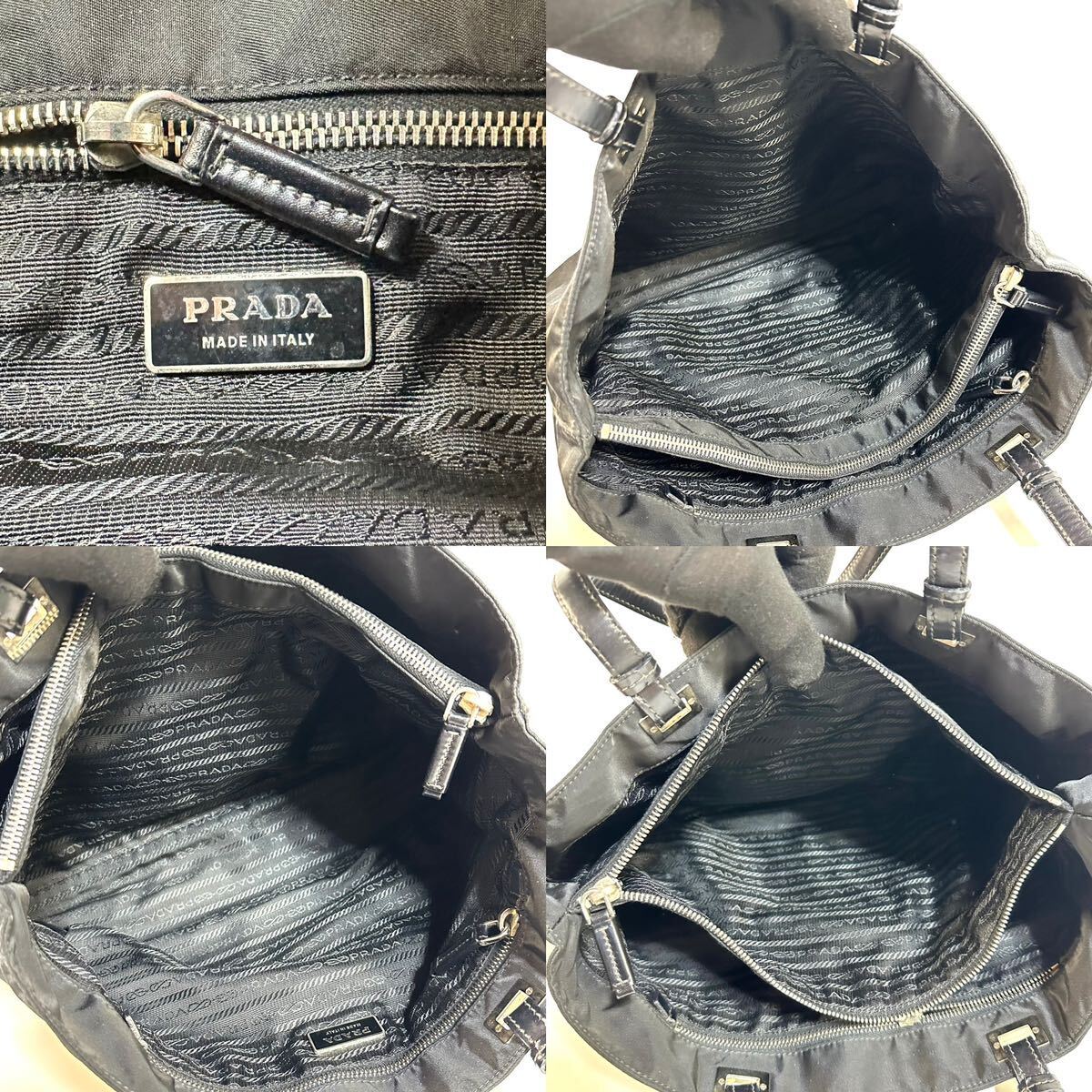 美品】PRADA プラダ レザー ナイロン トートバッグ ブラック 美品】PRADA プラダ レザー ナイロン トートバッグ ブラック