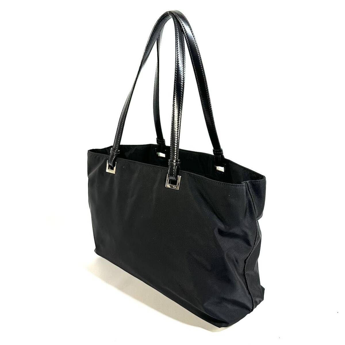 美品】PRADA プラダ レザー ナイロン トートバッグ ブラック 美品】PRADA プラダ レザー ナイロン トートバッグ ブラック