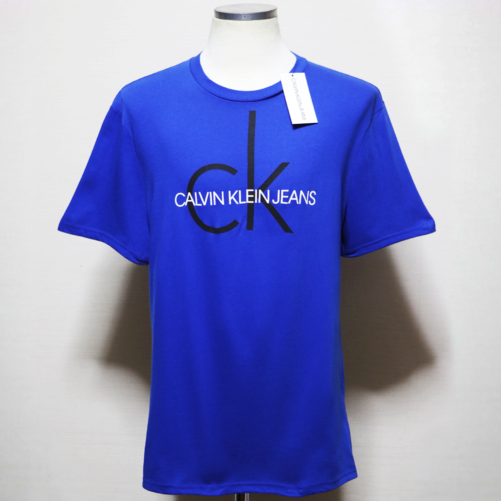 新品アメリカ購入品 CALVIN KLEIN JEANS カルバンクライン ロゴプリント 半袖Ｔシャツ 青L_画像1