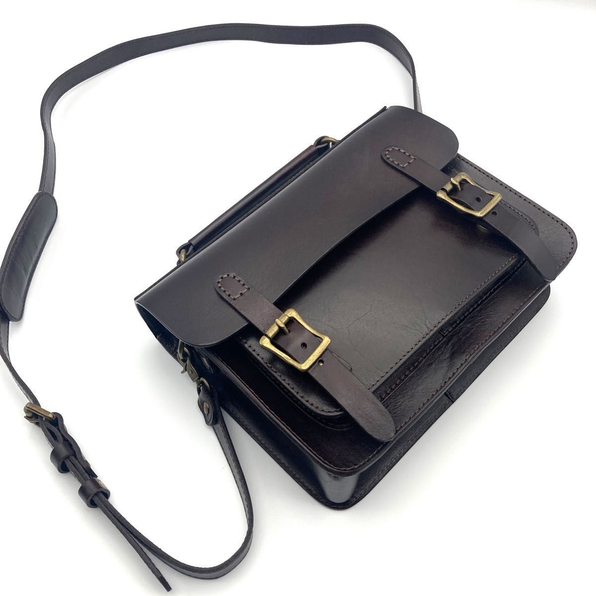 本革 ヌメ革 斜めがけ 2way ショルダーバッグ ハンドメイド
