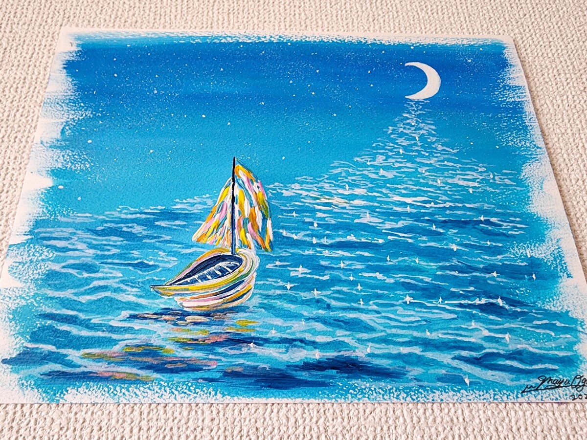 風景画 海の絵 船の絵 帆船 絵画 自然 夏 月 アクリル画|Yahoo 風景画 海の絵 船の絵 帆船 絵画 自然 夏 月 アクリル画|Yahoo