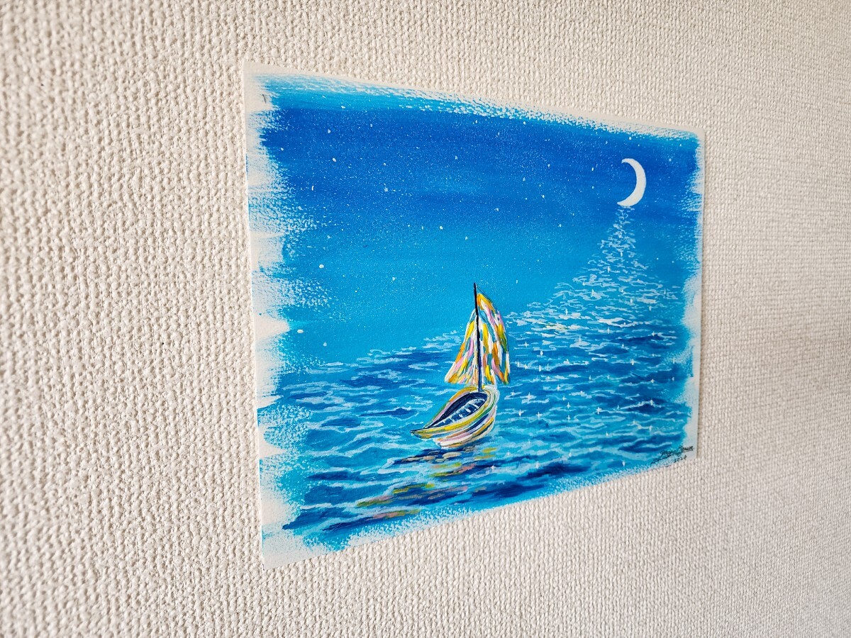 風景画 海の絵 船の絵 帆船 絵画 自然 夏 月 アクリル画|Yahoo 風景画 海の絵 船の絵 帆船 絵画 自然 夏 月 アクリル画|Yahoo