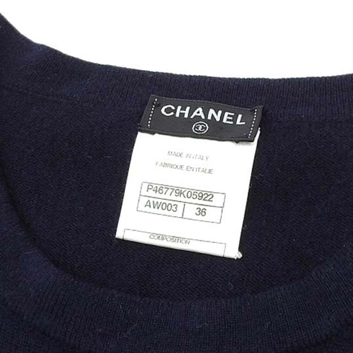  Chanel here Mark knitted One-piece P46779K05922 lady's navy ( dark blue ) CHANEL used [ apparel * small articles ]