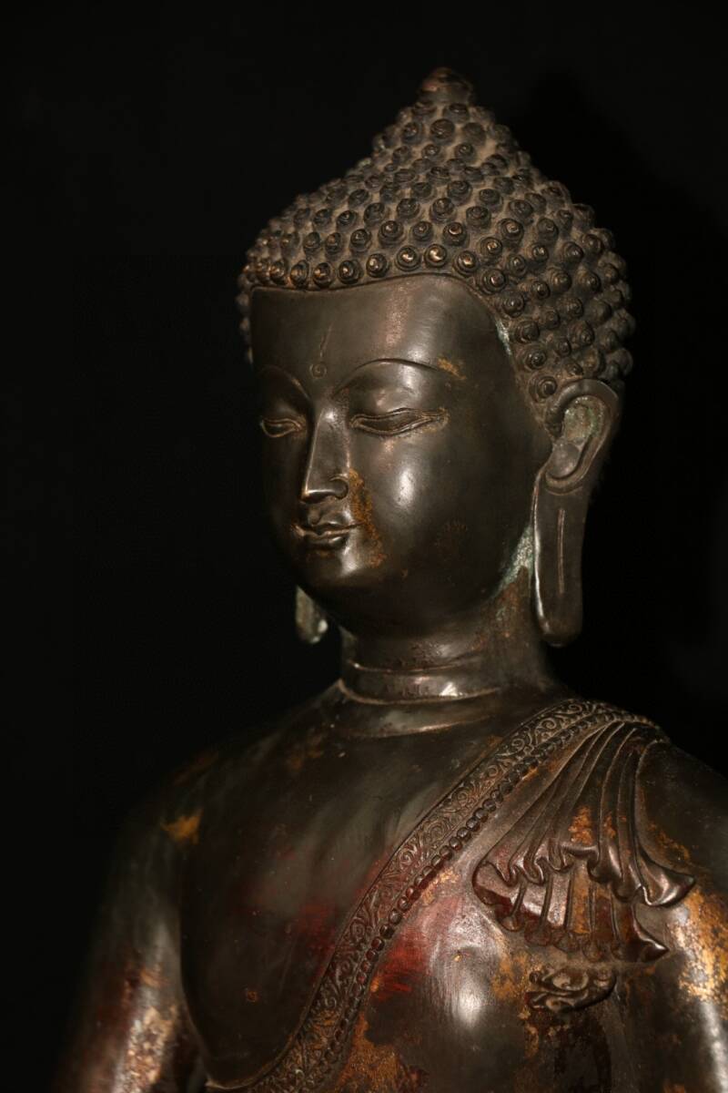 秘藏 清 銅製 銅泥金 釈迦牟尼仏 仏像 古銅 銅製品 極細工 稀少 秘藏 清 銅製 銅泥金 釈迦牟尼仏 仏像 古銅 銅製品 極細工 稀少