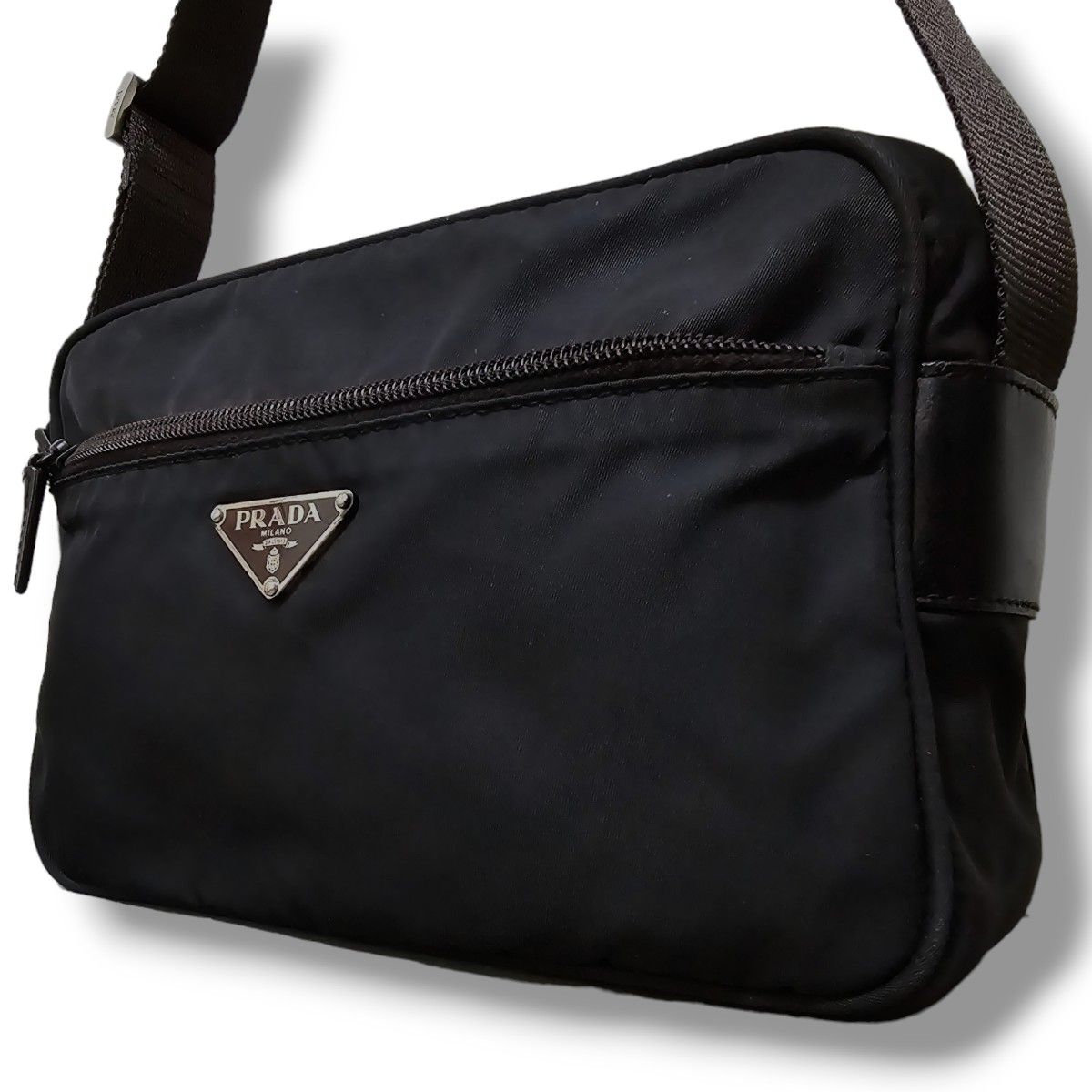 PRADA プラダ ショルダーバッグ テスートナイロン レザー 三角 PRADA プラダ ショルダーバッグ テスートナイロン レザー 三角