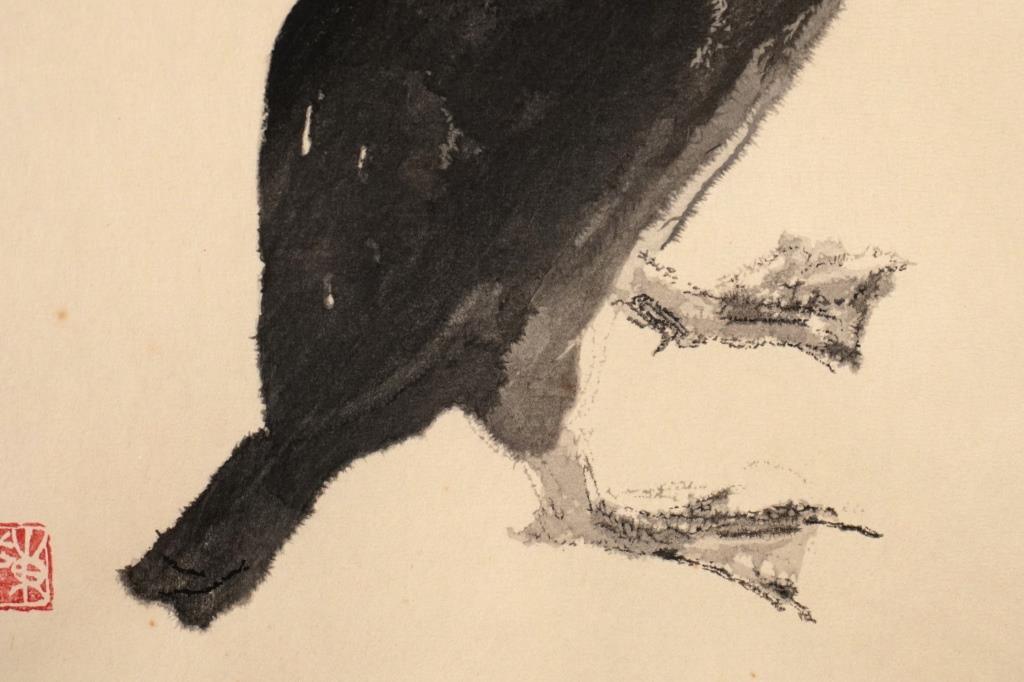 加藤東一『鵜 金閣寺障壁画素描』◇木版画◇落款、監修シール有 加藤東一『鵜 金閣寺障壁画素描』◇木版画◇落款、監修シール有
