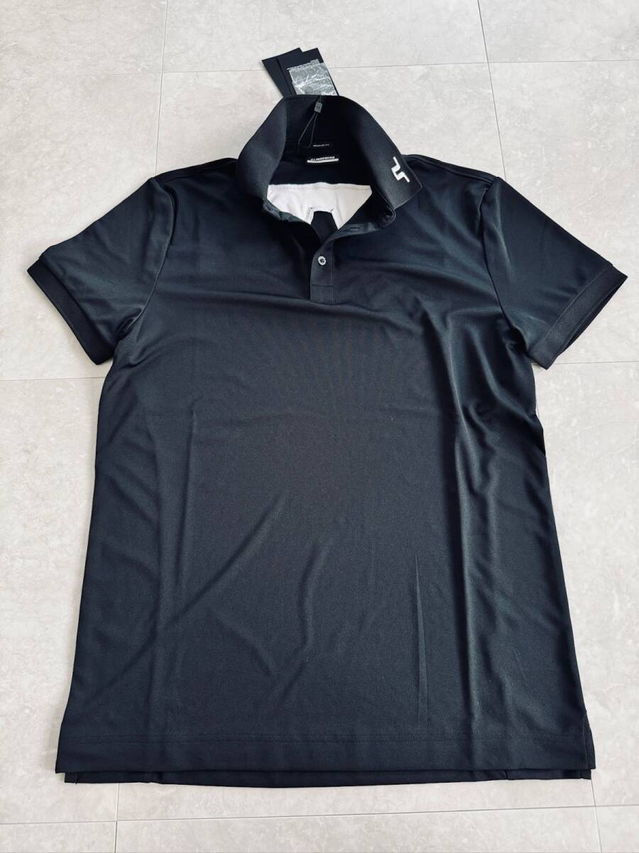 4971] new goods [J.LINDEBERG / J. Lindberg M stretch polo-shirt Bridge Logo 4way stretch golf wear ] black 