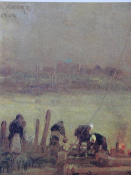 青木繁、【月下滞船】、豪華・希少画集画、新品高級額・額装付、状態