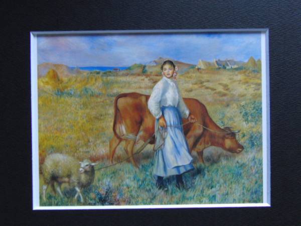 ルノワール 、【牛飼いの娘】、希少画集画、新品高級額・額装付、状態良好、送料込み、Pierre-Auguste Renoir_画像3