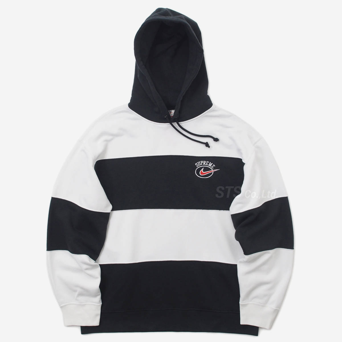 新品 未使用 正規品 ◆ Supreme 19SS Nike Stripe Hooded Sweatshirt White/Black サイズM ◆ _画像10