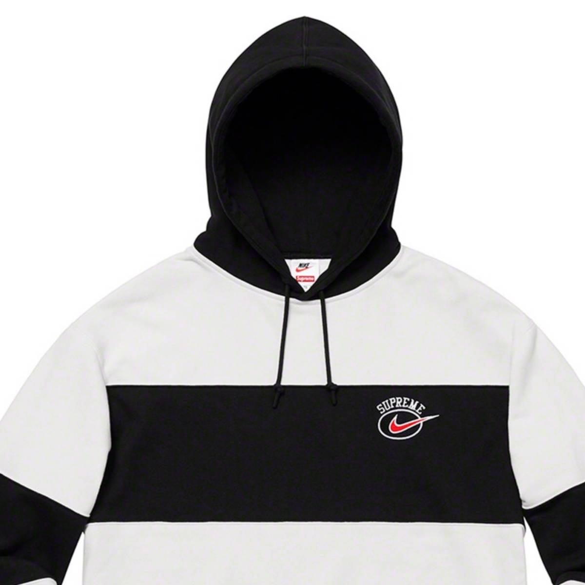 新品 未使用 正規品 ◆ Supreme 19SS Nike Stripe Hooded Sweatshirt White/Black サイズM ◆ _画像3