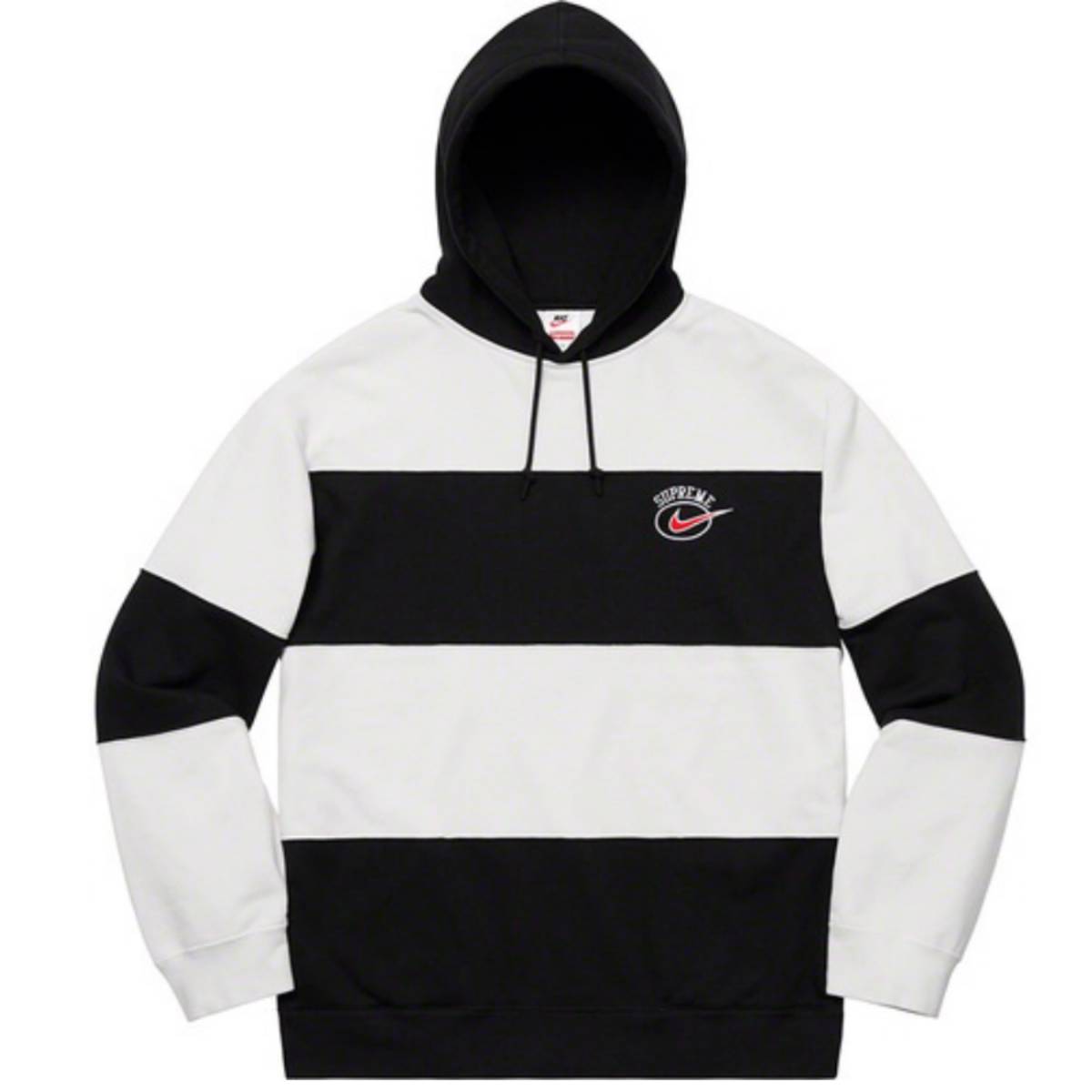 新品 未使用 正規品 ◆ Supreme 19SS Nike Stripe Hooded Sweatshirt White/Black サイズM ◆ _画像2