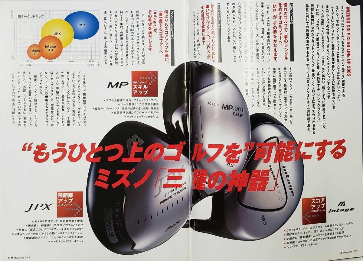 mizuno　ミズノ　ゴルフ　マガジン　vol.6 2005年4月　発行_ページ右上に破れあり