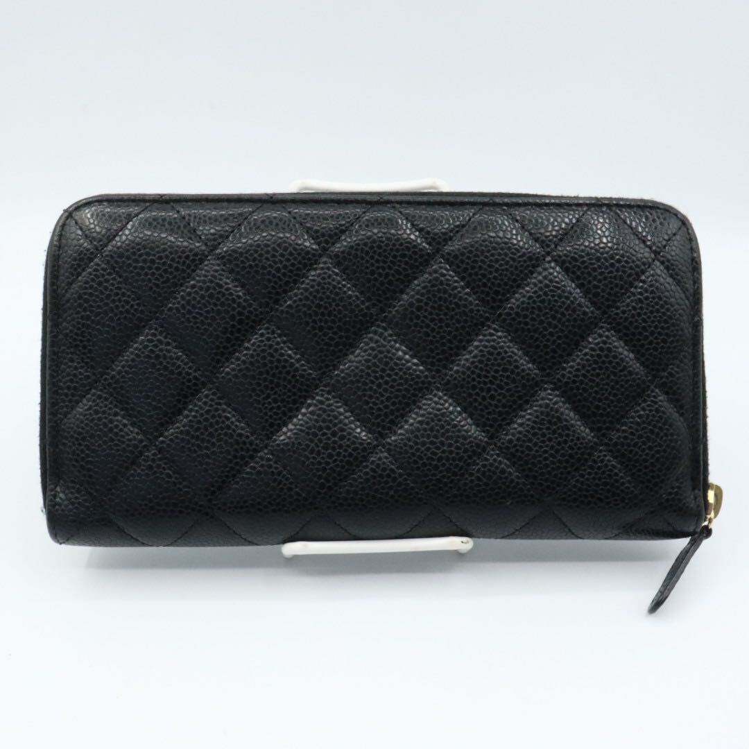 美品 CHANEL シャネル キャビアスキン ラウンドファスナー 長 美品 CHANEL シャネル キャビアスキン ラウンドファスナー 長
