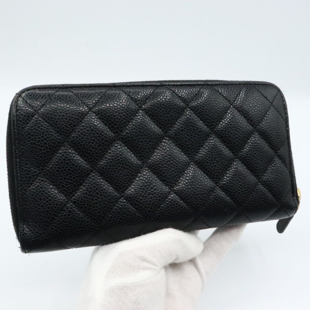 美品 CHANEL シャネル キャビアスキン ラウンドファスナー 長 美品 CHANEL シャネル キャビアスキン ラウンドファスナー 長