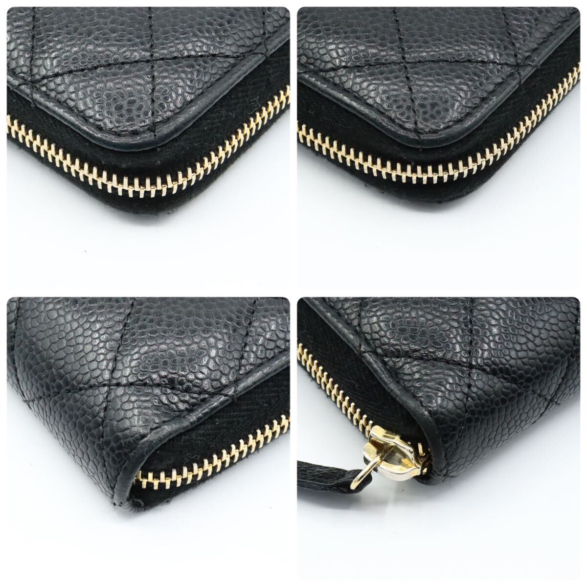 美品 CHANEL シャネル キャビアスキン ラウンドファスナー 長 美品 CHANEL シャネル キャビアスキン ラウンドファスナー 長