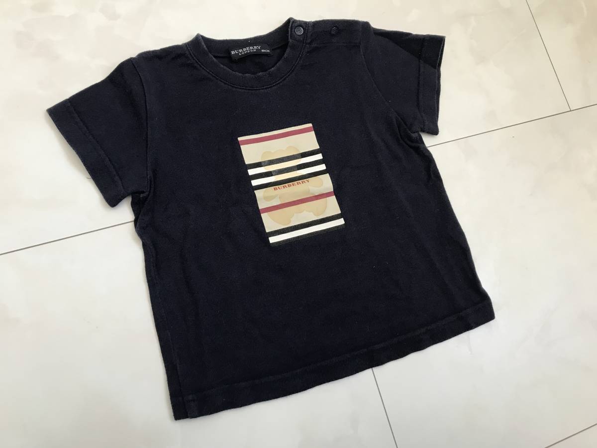 ■BURBERRY バーバリー■ロゴ＆クマちゃん柄入りのかわいい半袖Tシャツ■紺色■サイズ80■男女兼用!!■三陽商会■_画像2