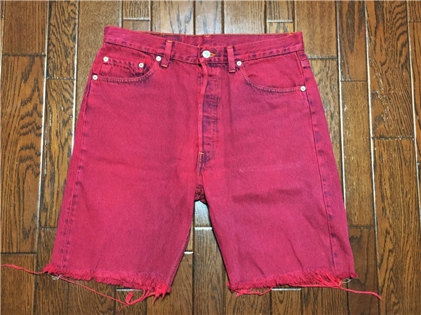 USA made Levi's Levi*s 501 after dyeing red cut off jeans Denim shorts short bread America made search 80s 80 period 