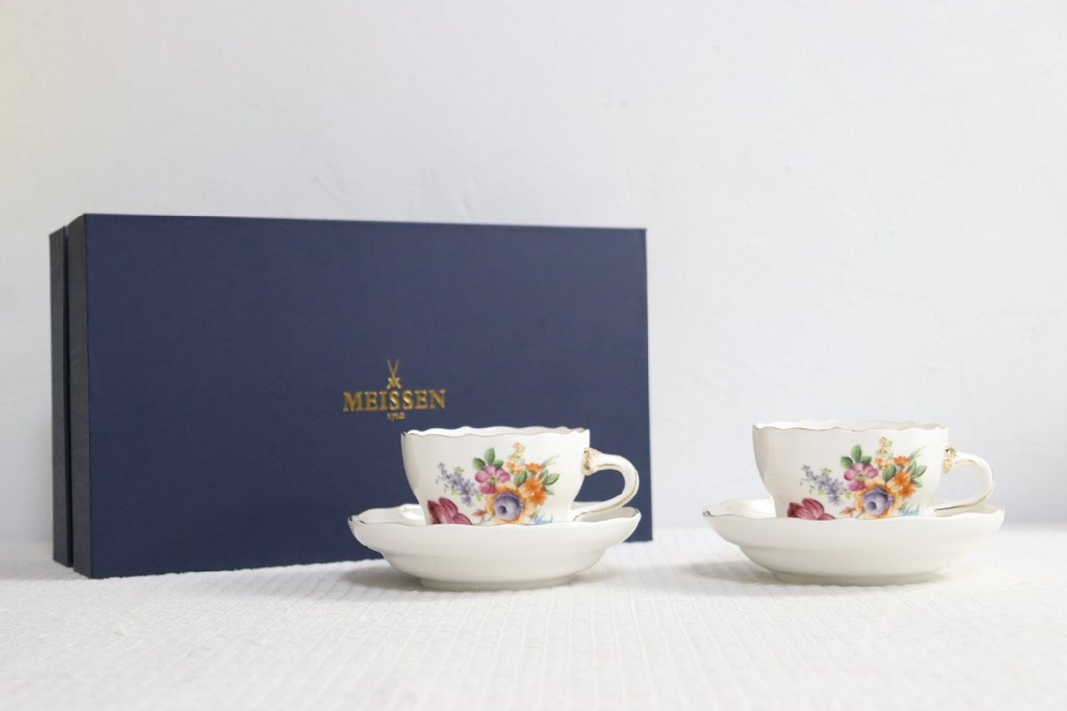 MEISSEN マイセン 手作り イエローローズ カップ&プレート 4点 MEISSEN マイセン 手作り イエローローズ カップ&プレート 4点
