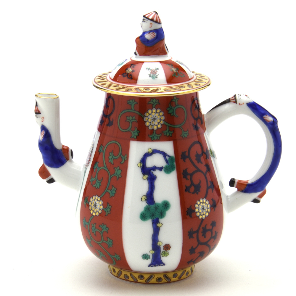 ヘレンド コーヒーポット(ミニ) 西安の赤 ハンドメイド 手描き 透かし彫り 洋食器 シノワズリ マンダリン装飾 ハンガリー製 新品 Herend