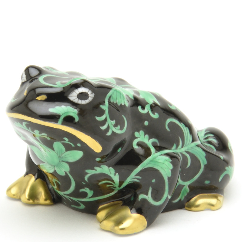 ヘレンド(Herend) かえる置物 皇帝の牡丹 ヒキガエル 蟇蛙 手描き 磁器製 フィギュリン 置物 飾り物 ハンガリー製 新品