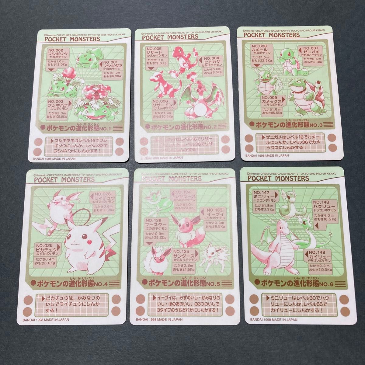 バンダイ シールダス ポケモン EVOLUTION NO 1〜6 6枚セット バンダイ シールダス ポケモン EVOLUTION NO 1〜6 6枚セット