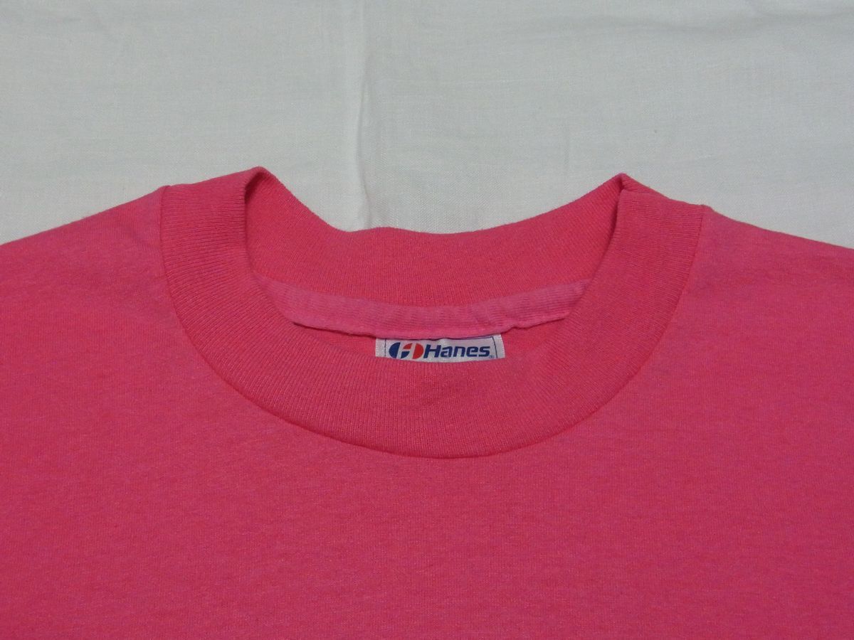 ☆美品☆ 80s USA製 ビンテージ Hanes ヘインズ 無地 ポケット Tシャツ sizeL ピンク ☆古着 フルーツオブザルーム オールド 70s 90s_画像3