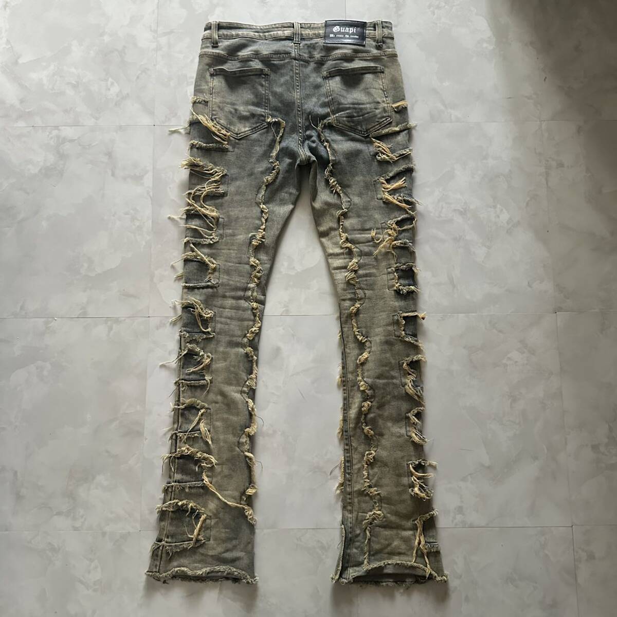 GUAPI】グアピ RAW OCEAN BLUE STACKED DENIM スタック デニム フレア ジーンズ｜代購幫